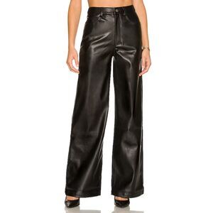 WE WORE WHAT Womens Pants Size 25 Black Wide Leg High Waisted Vegan Leather